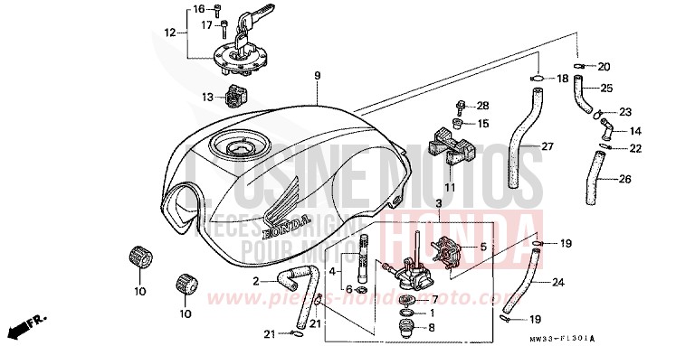 KRAFTSTOFFTANK (CB750F2) von CB1300 Super Bold'or ABS SCHWARZ (NH1) von 1992